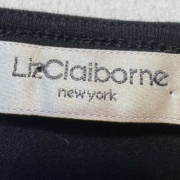 🖤Elegant Liz Claiborne Black Dress Size L Cotton Blend Timeless Silhouette - Picture 5 of 9